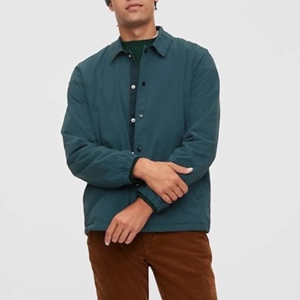 GAP Nylon Snap Button Point Collar Lightweight Navy Blue Coach Jacket